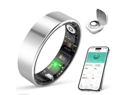 Smart Ring Com Estojo De Carga, Para Android 5.0+ E Ios 10.0+, Monitora Ritmo Cardíaco, Spo2, Sono E Movimento (prata - Tamanho 10)