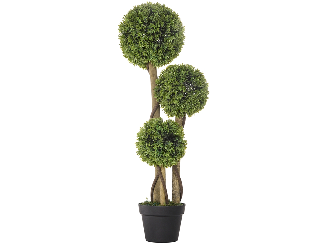 Buxo Artificial, Planta Artificial, Aparência Realista, Para Exterior, Verde + Preto