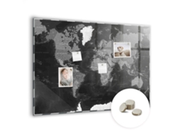 Quadro Magnético Mapa Mundi Preto Para A Cozinha Espelharte (100x70 Cm)