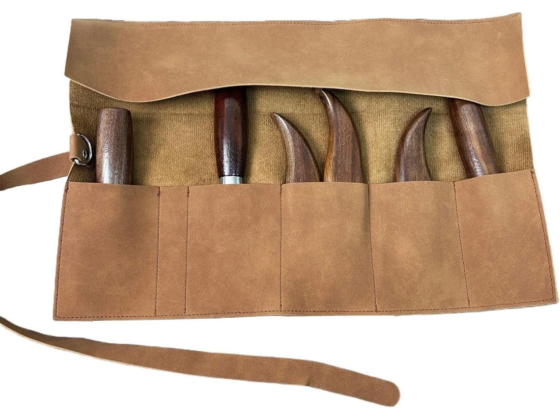 Bolsa De Ferramentas Artesanato Enrolável Com 5 Compartimentos, Estilo Retrô E Portátil