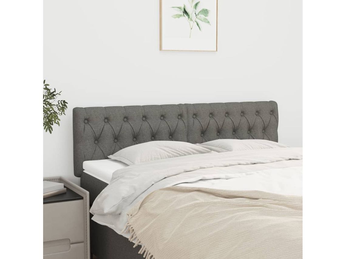 Cabecero 2 piezas Tela 72x7x78/88 cm Gris Oscuro