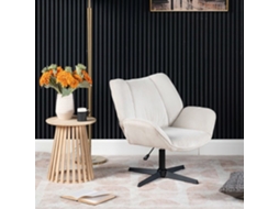 Móveis Cosy Poltrona Relax Rotativa Ajustável Em Altura Com Apoio De Braço Em Veludo Canelado Bege E Pés Em Preto, Durothil