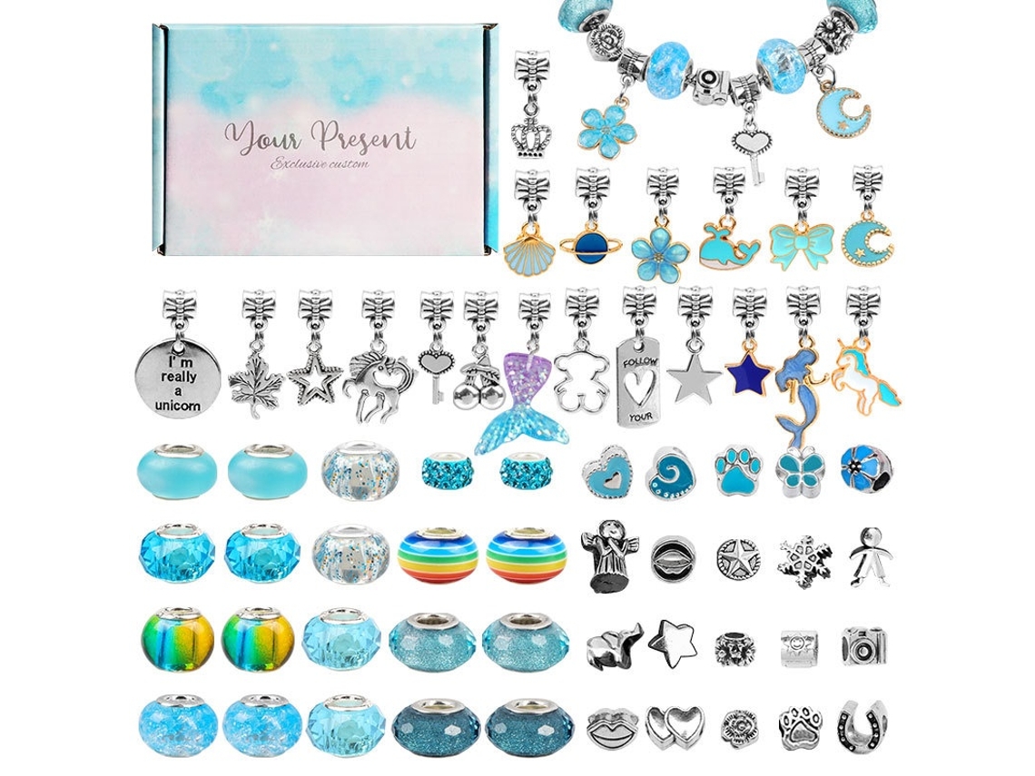 Kit Diy Para Criar Pulseiras Com Contas E Correntes, 66 Peças Elysve