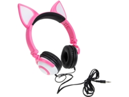 Fones De Ouvido Infantis Gadpiparty Com Design Orelhas Gato, Rosa, Em Pvc, Supra Auriculares, Com Plugue Reto De 3, 5mm