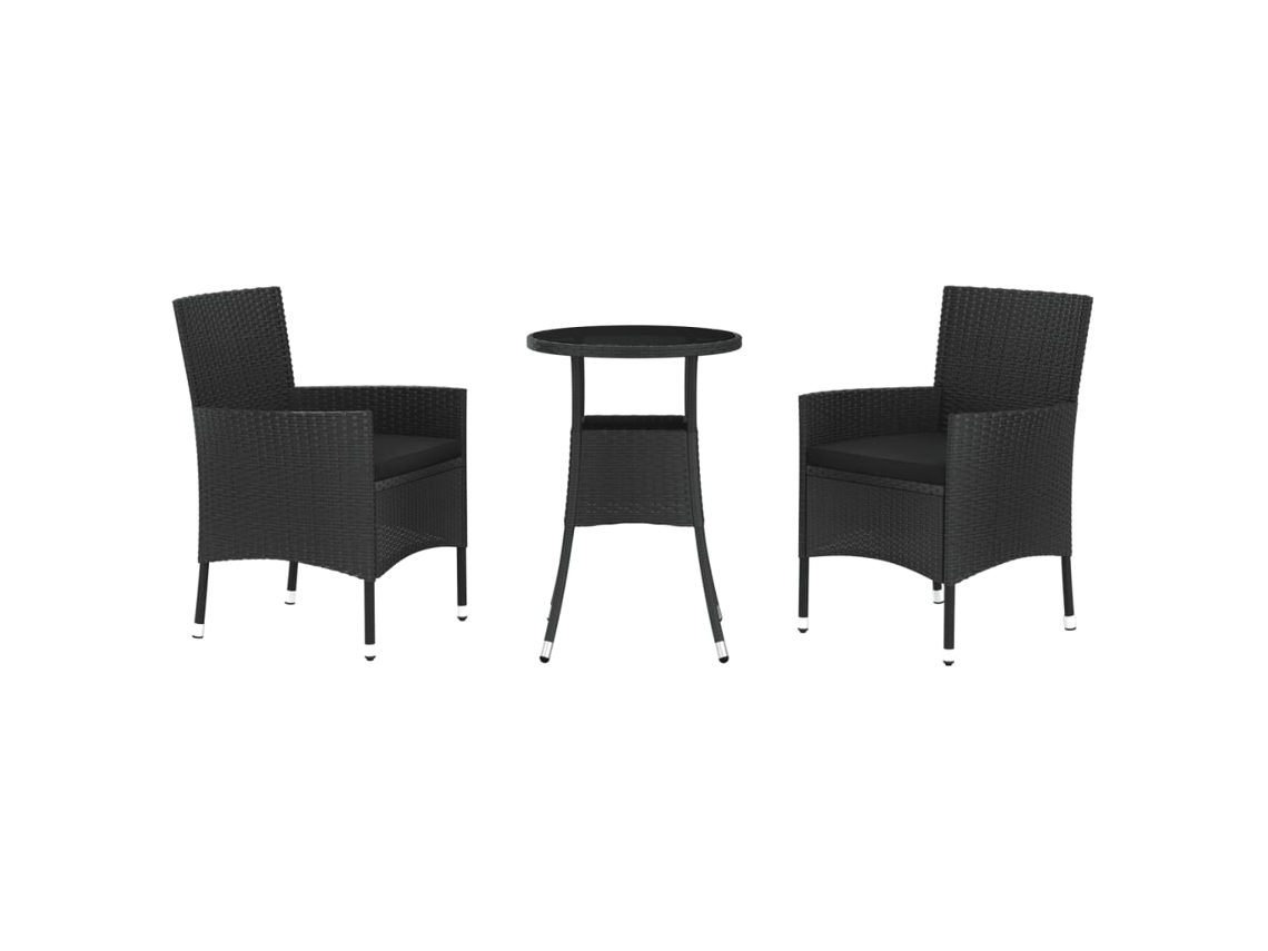 Garden Bistro Set, Garden Bistro Sets Vidaxl Preto Rattan / Vime (n/a)