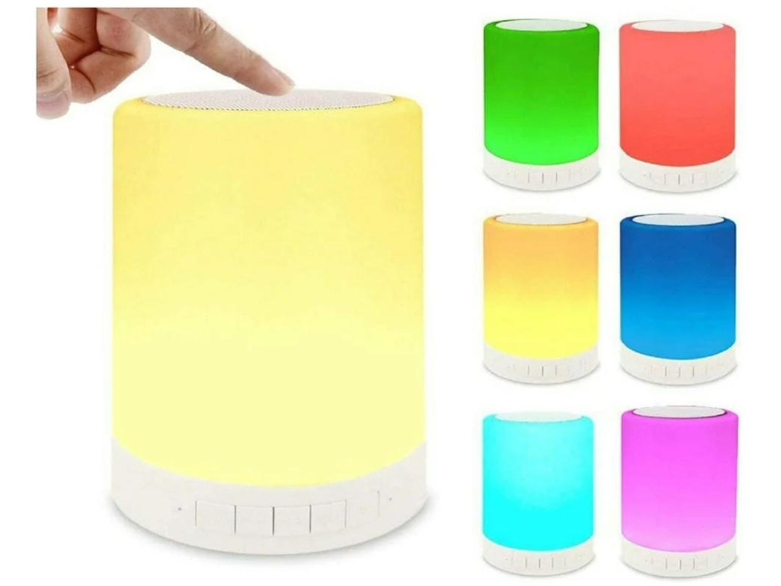 Alto Falante Bluetooth Luz Noturna Alto Falante Led Sensor De Toque Estéreo E Controle De Luz Noturna Abajur De Cabeceira Abajur Regulável Yizhood