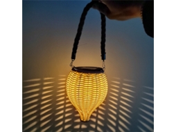 Luminária Solar de Exterior em Rattan com Alça para Pendurar Ou Usar Sobre a Mesa AQUAFORGE