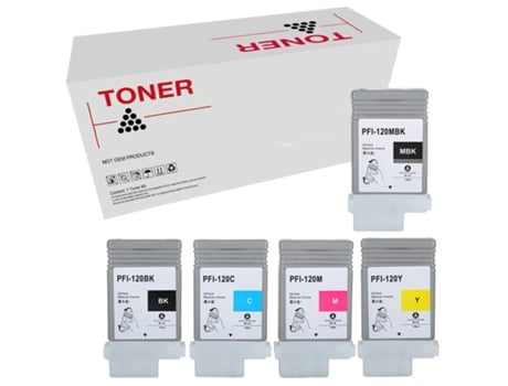 Pack 5 Tinteiros Compatíveis Canon Tinta Pigmentada PFI120 2884C001 2885C001 2886C001 2887C001 2888C001