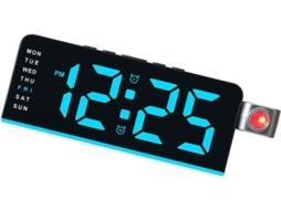 Despertador Digital Com Projeção Para Quarto, Projetor Giratório De 180°, Alarmes Duplos Para Crianças