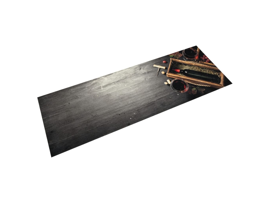 Vidaxl Tapete De Cozinha Lavável 60x180 Cm Veludo Padrão Garrafa Vinho