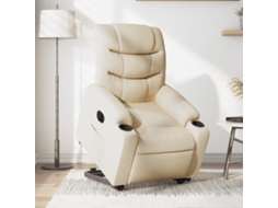 Vidaxl Poltrona Reclinável Elevatória Elétrica Tecido Cor Creme