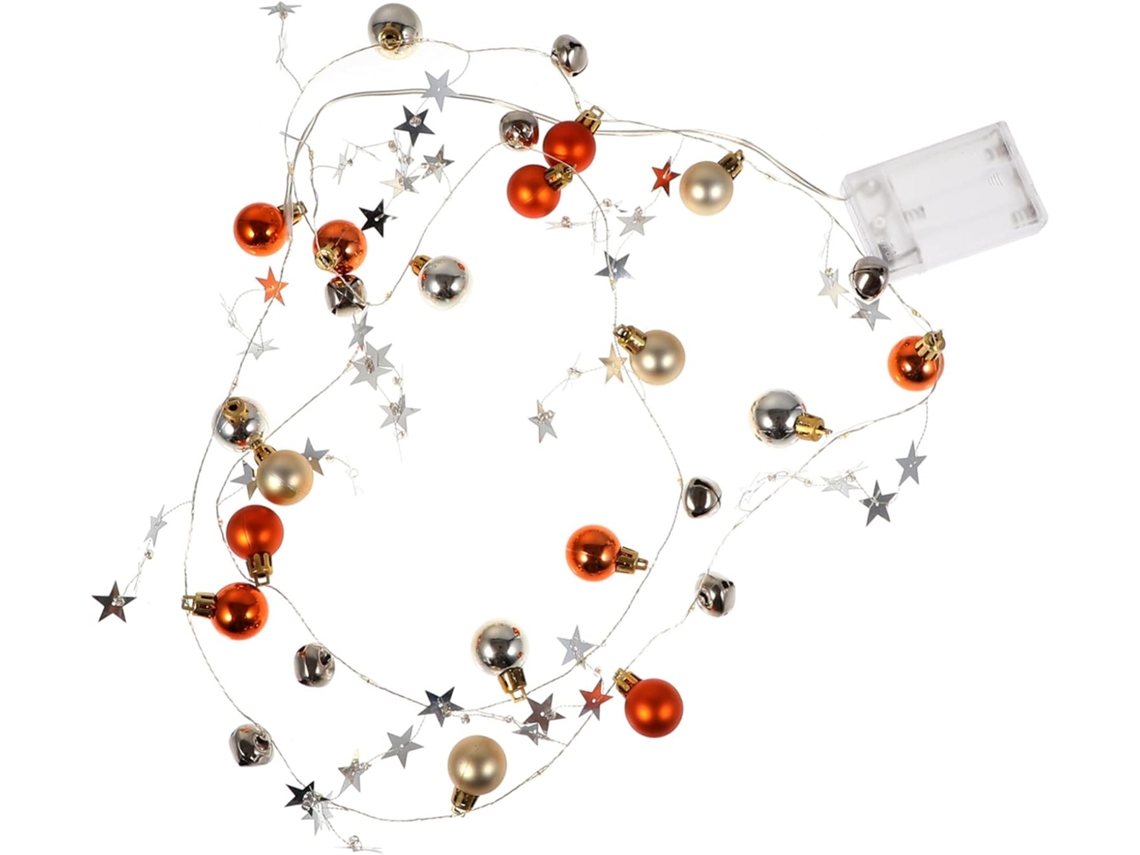 Luz Led Com Bola E Sino, Decoração Natalina Suspensa Em Branco Quente