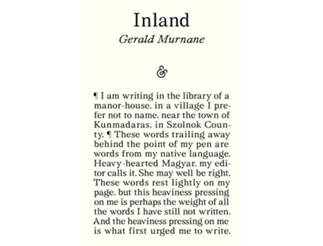 Livro Inland de Gerald Murnane (Inglês)