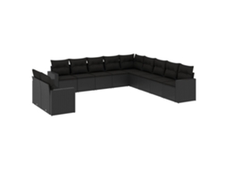 Maison Exclusive - 11 Pcs Conjunto Sofás De Jardim C/ Almofadões Vime Pe Preto