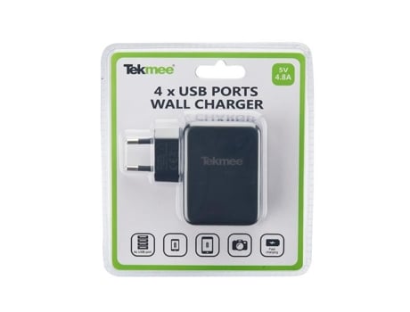 Carregador de parede USB Tekmee Carregador de parede Tekmee 4 slots Carregamento rápido 30W 6A