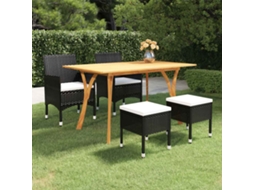 Vidaxl 5 Pcs Conjunto De Jantar Para Jardim Preto