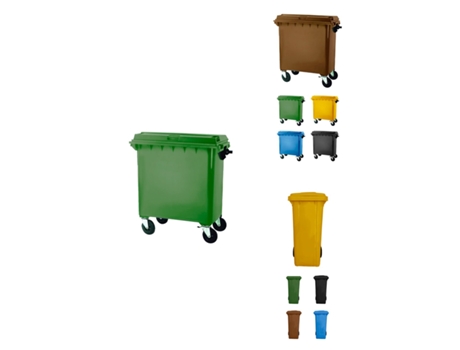 Recipiente de lixo reciclável colorido com rodas | Cabo antiderrapante Verde 800 L