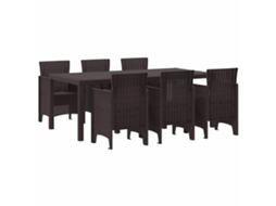 Conjunto 7 Jantar Ao Ar Livre Vidaxl Castanho Polipropileno (200 X 100 X 73 Cm)
