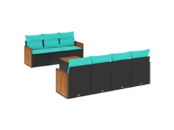 Conjunto de Sofá de Jardim, 9 Peças, Almofadas, Rattan Marrom MAISON EXCLUSIVE