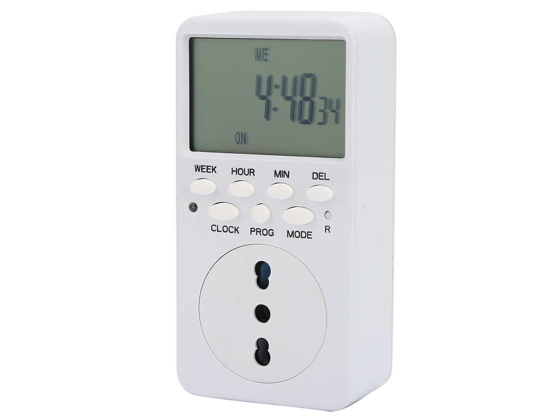 Tomada Com Temporizador Automático Laxiscreed, Ciclo Programável De 7 Dias E Visor Digital