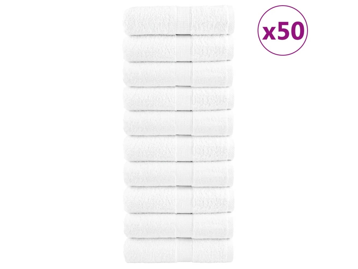 Vidaxl Toalhas De Rosto Premium Solund 50 Pcs 15x21 Cm 600 Gsm Branco