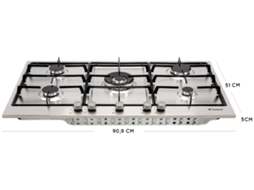 Placa de Gás CANDY PG 953/1 SX (Gás Natural - 90.9 cm - Inox)