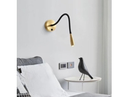 Luminária De Parede Led Para Interiores, Com Haste Flexível, Giro De 360°, Interruptor, Design Industrial Preto