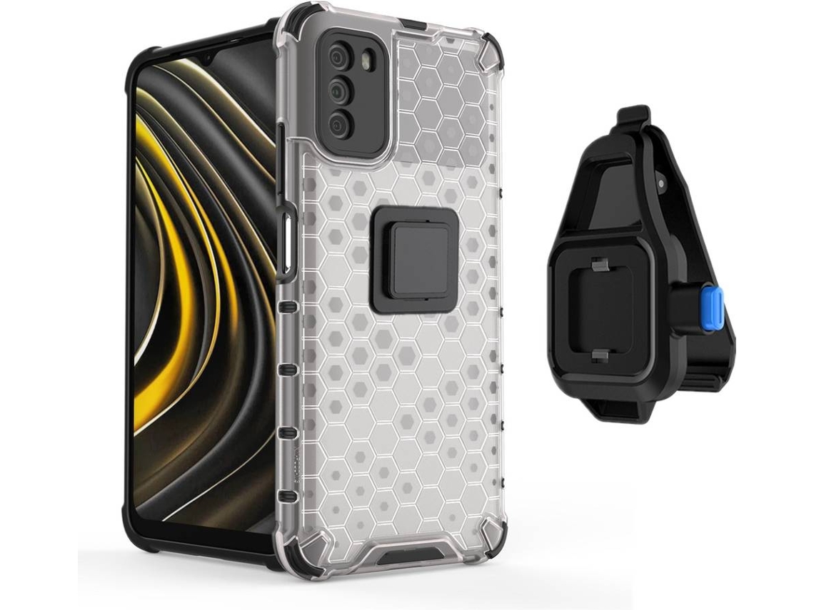 Capa com Clip para Xiaomi Poco M3 PHONESHIELD 4x1 Honeycomb Cinzento