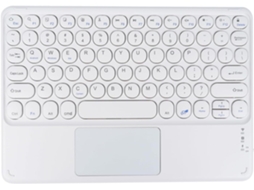 Teclado HEXINYIGJLY Bluetooth para Ipad 10'' Silencioso, Teclas Redondas, Touchpad Integrado, Desmontável Branco