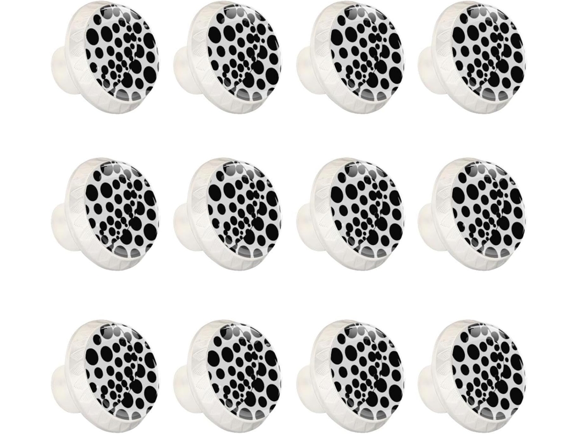 Puxadores Redondos Para Gavetas De Cômoda, Puxadores Para Armários De Cozinha, 12 Peças, Bolinhas Pretas, Puxadores E