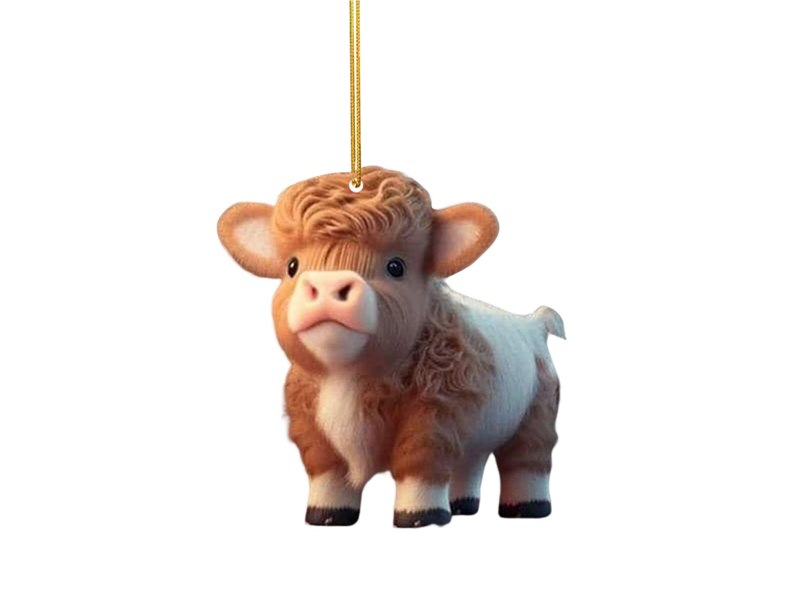 Laxiscreed Pingente De Natal Com Vaca Highland Para Decoração De Árvore Natalícia