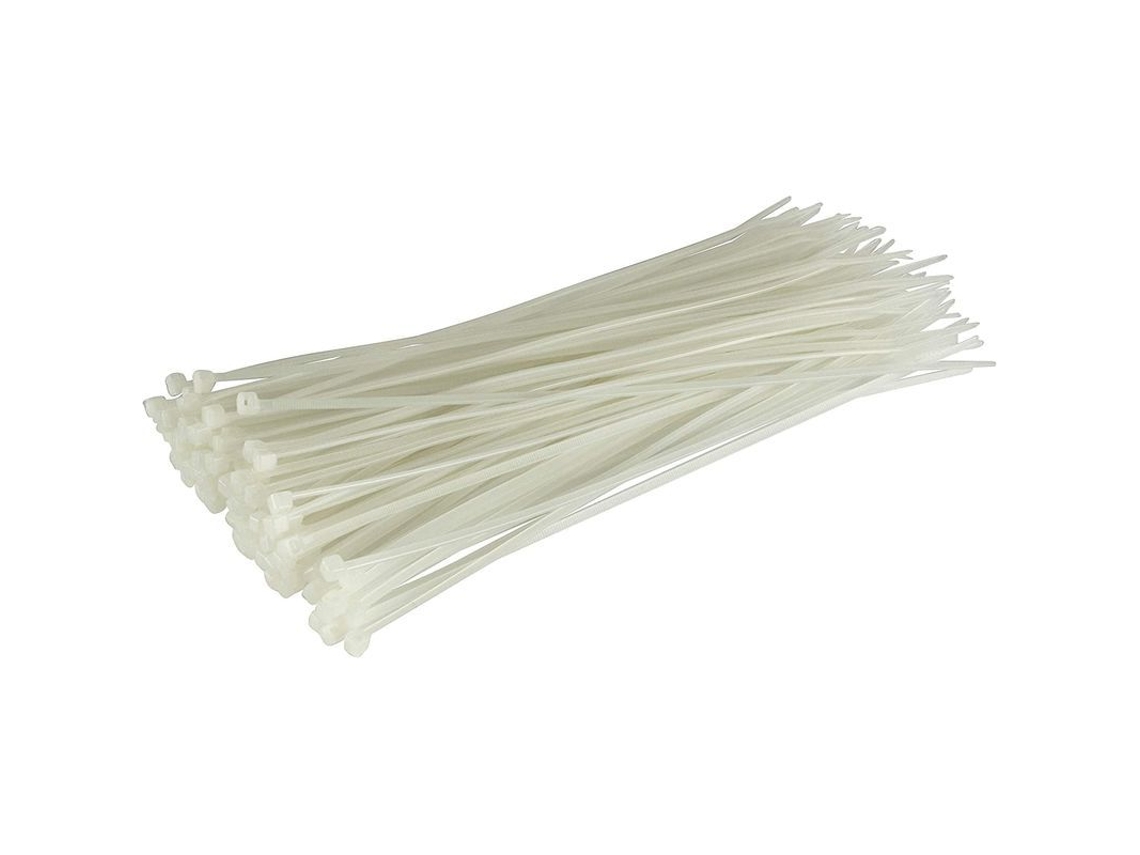 Yuru 100 Cabos de Fixação, Branco, 200mm X 2.5mm, Qualidade Premium, Nylon Pa 6.6, Resistência 8.1 Kg, 40°c a +85°c