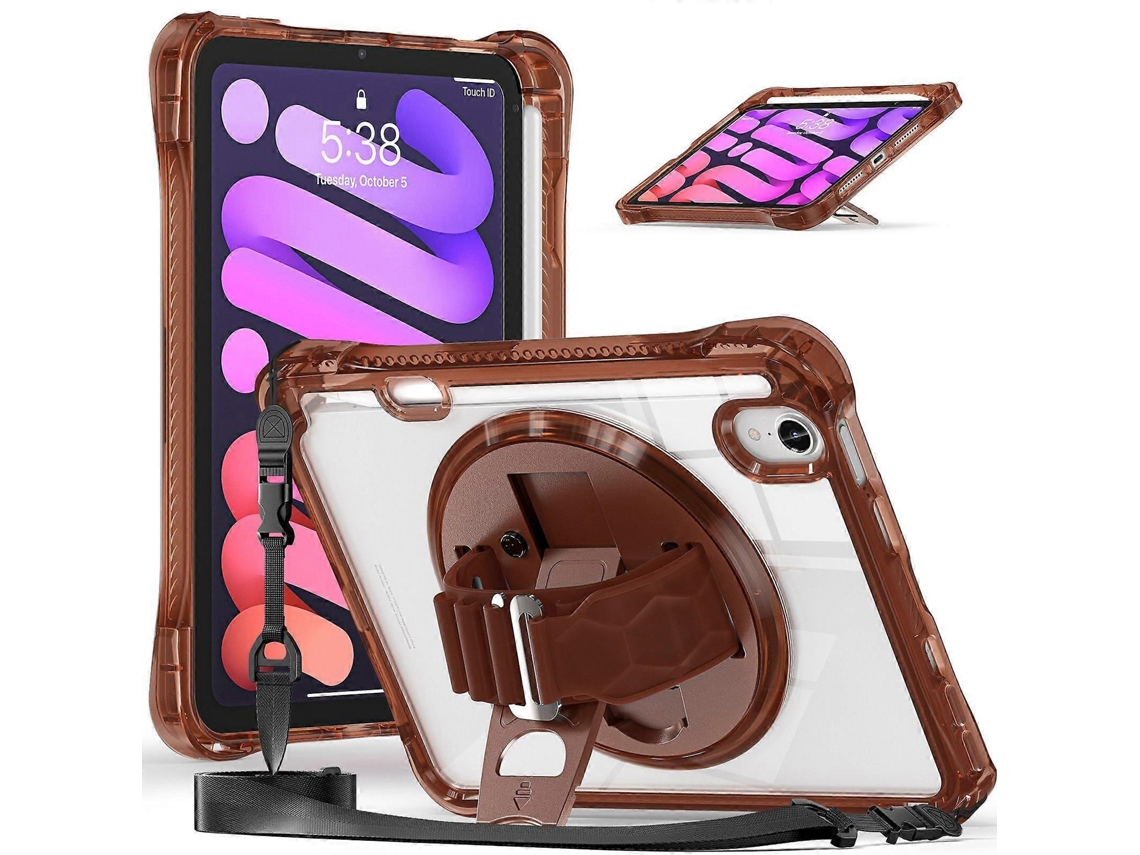 Capa Para Ipad Mini 2024 / Mini 6 Com Suporte Giratório, Em Tpu Híbrido Transparente E Policarbonato.