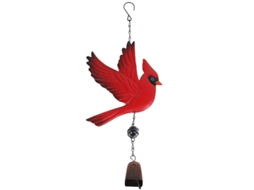 Sino de Vento Portátil Pássaro Cardinal Vermelho Decoração Exterior Pendurada 17,7 Polegadas