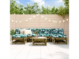 Vidaxl 7 Pcs Conjunto Lounge De Jardim Madeira De Pinho Impregnada