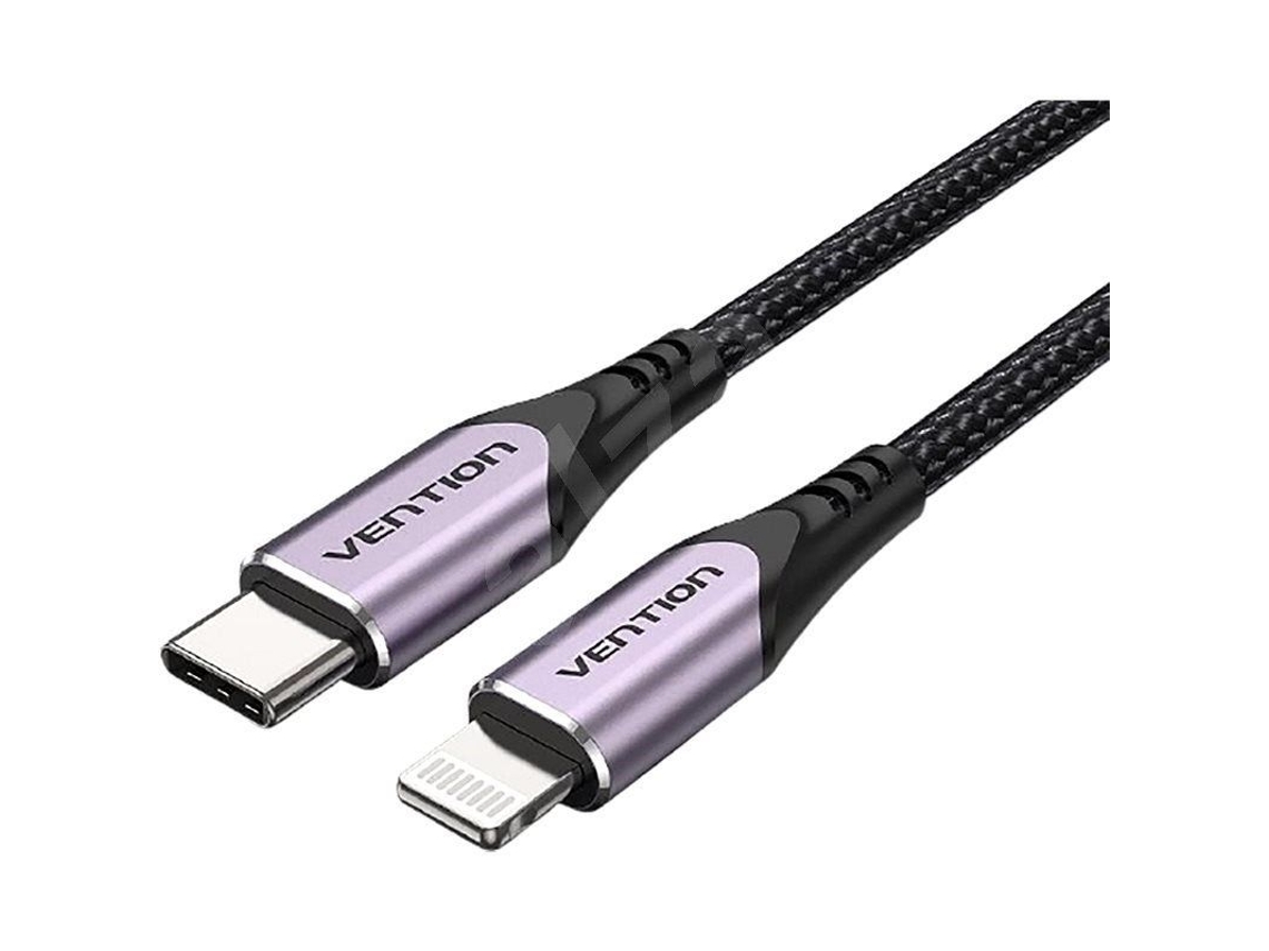 Cabo Lightning USB 2.0 Tipo-C VENTION Tacvf/ Usb Tipo-C Macho Lightning Macho/ 1M/ Roxo