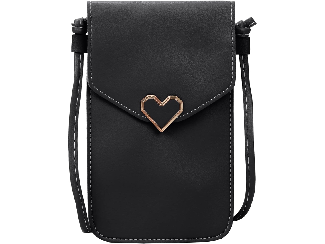 Mala De Ombro Para Telemóvel Feminina - Bolsa Transversal Compacta - Preto