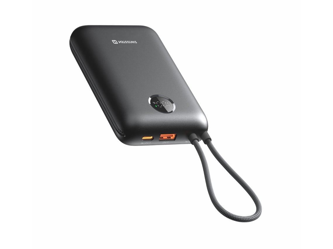 Powerbank SWISSTEN Voltbox 20000 mAh com Cabos Integrados USB-C e Lightning 