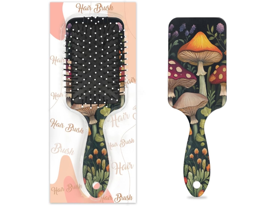 Escova Desembaraçadora Para Cabelos Molhados E Secos, Com Desenhos De Cogumelos, Flores Da Floresta E Plantas Pente Com