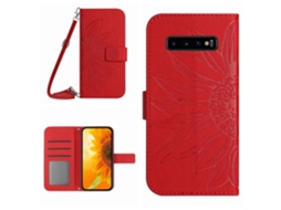 Capa De Celular Flip Em Couro Sintético Com Estampa De Girassol E Toque Suave Para Samsung Galaxy S10, Com Cordão.