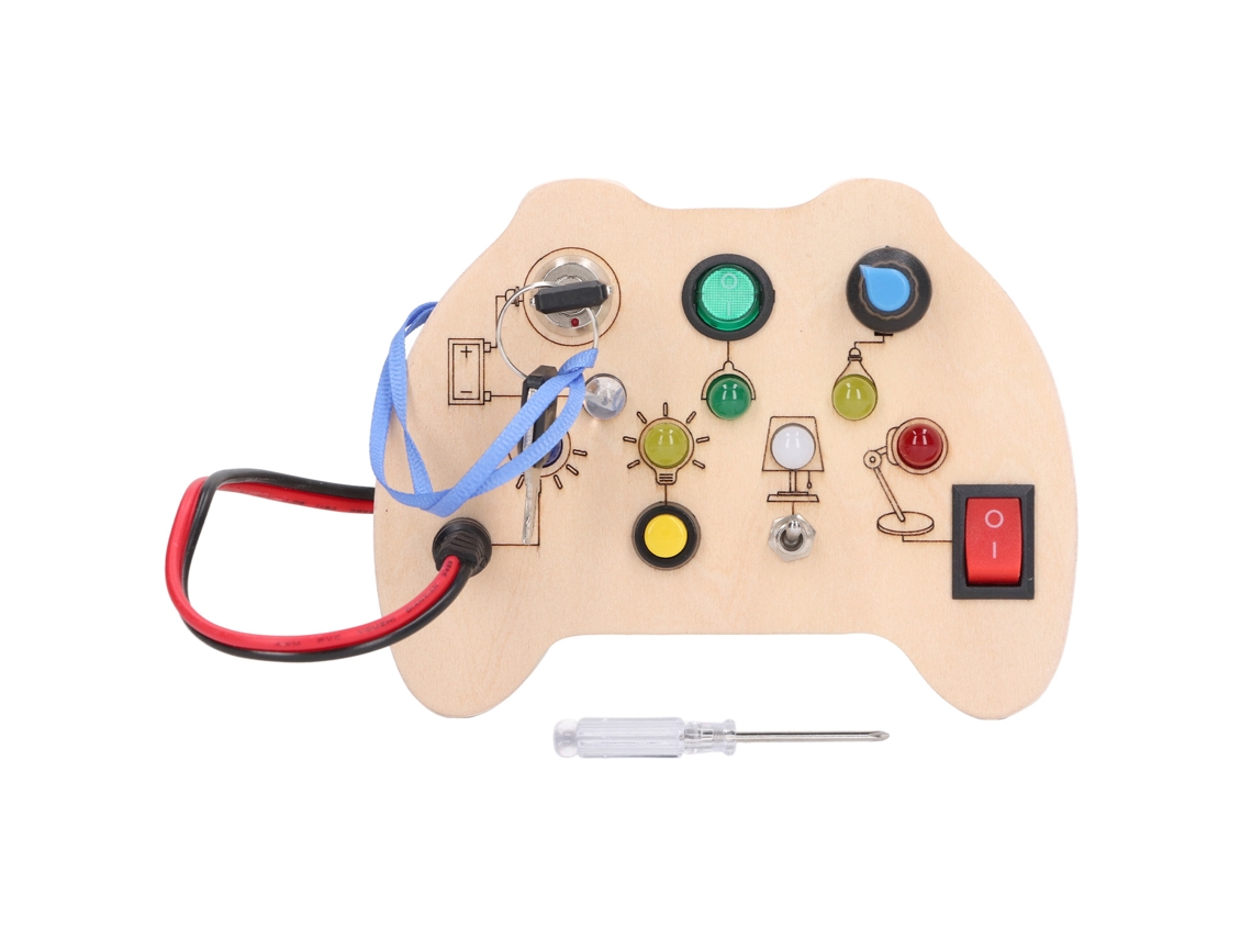Mali placa Sensorial de Interruptores de Luz em Madeira Brinquedo Educativo para Bebês com Luzes Led