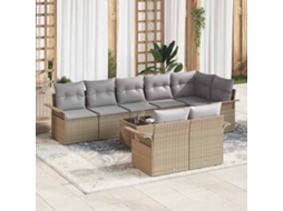 Vidaxl Conjunto De Sofá De Jardim 9 Unid. Bege Vime Pe