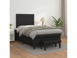 Vidaxl Cama Com Molas/colchão 120x200 Cm Couro Artificial Preto