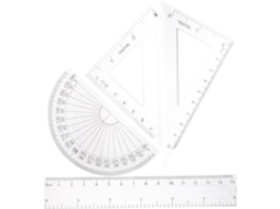 Conjunto de 4 réguas de plástico transparente Tehaux para materiais escolares e ferramentas de design, incluindo régua.