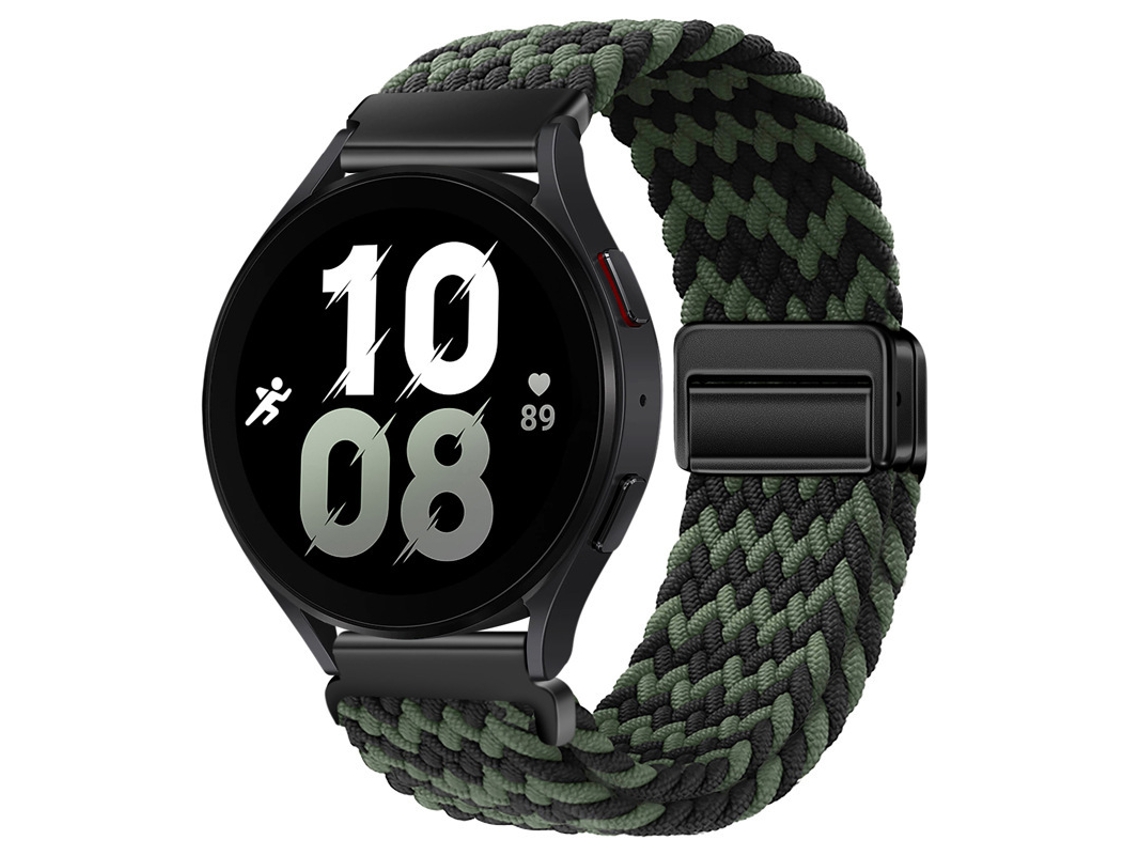 Pulseira Esportiva De Nylon Trançado Com Fecho Magnético Para Huawei Gt6 Gt5 E Samsung Watch7 Padrão W, Preta E Verde