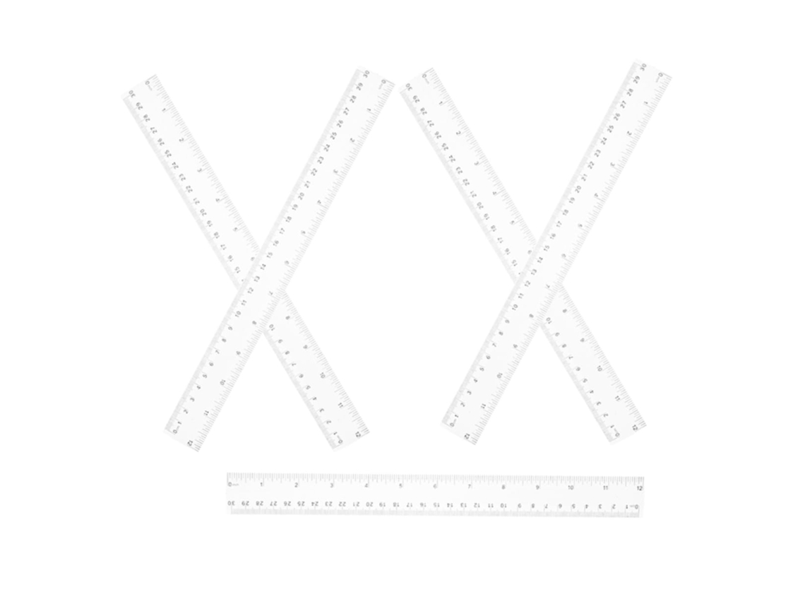 Régua Transparente De 30cm, Impressão Dupla, Pacote Com 5 Unidades