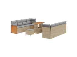 Conjunto 11 Conjunto De Sofá De Jardim Vidaxl Bege Vime Pe (231 X 62 X 85 Cm)