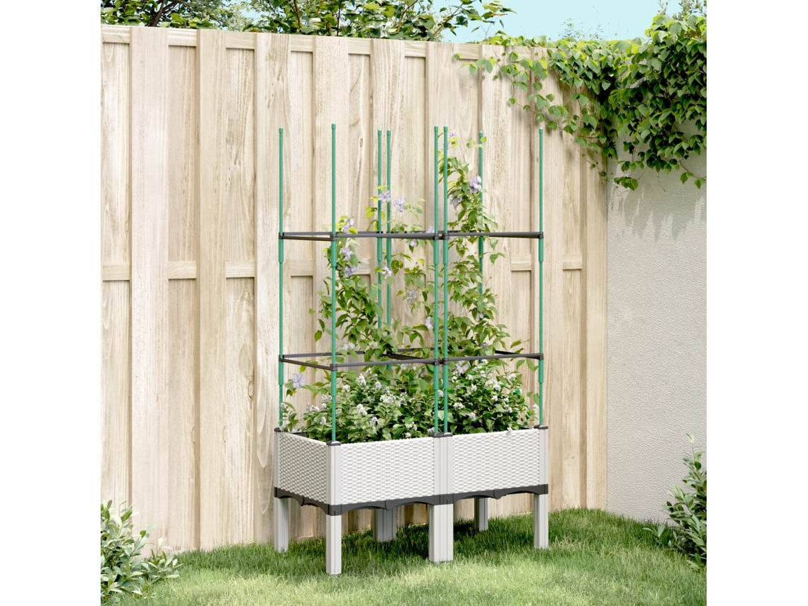 Vidaxl Vaso/floreira De Jardim C/ Treliça 80x40x142,5 Cm Pp Branco
