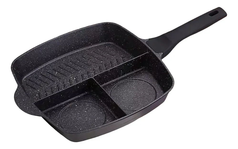 Frigideira Para Café Da Manhã Com 3 Compartimentos E Frigideiravayotoy