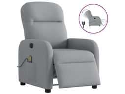 Vidaxl Poltrona De Massagens Reclinável Elétrica Tecido Cinzento-claro